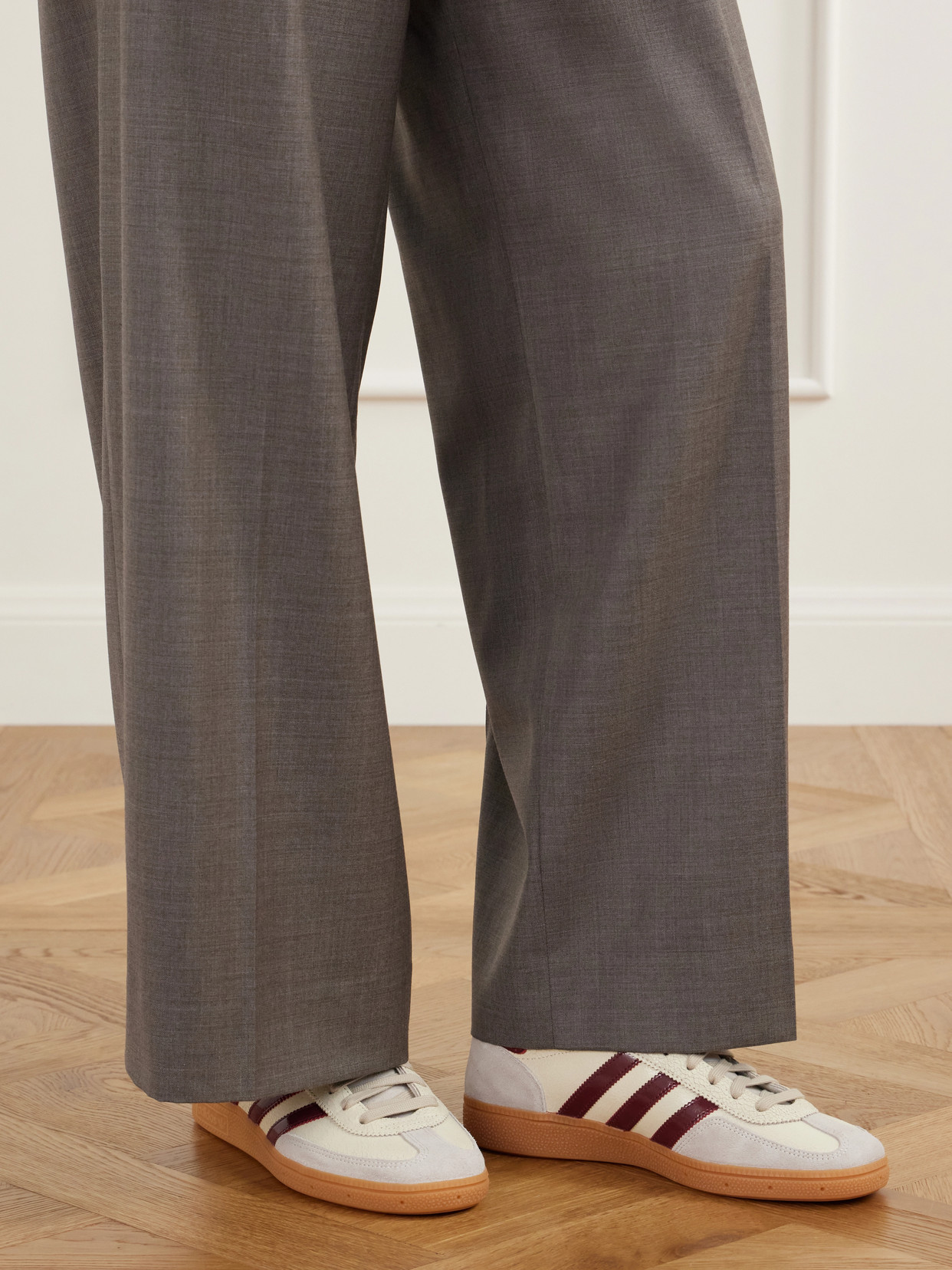 Handball Spezial Suede-Trimmed Crinkled-Leather Sneakers