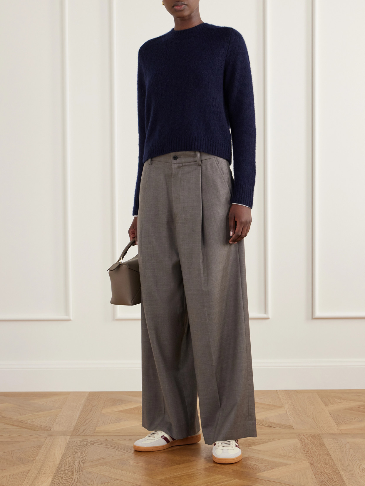 Handball Spezial Suede-Trimmed Crinkled-Leather Sneakers
