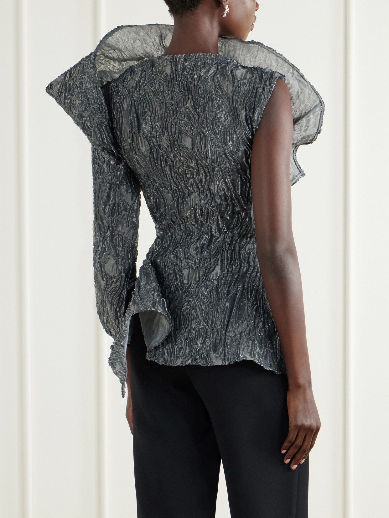 Scintilla Asymmetric Crinkled-Georgette Blouse