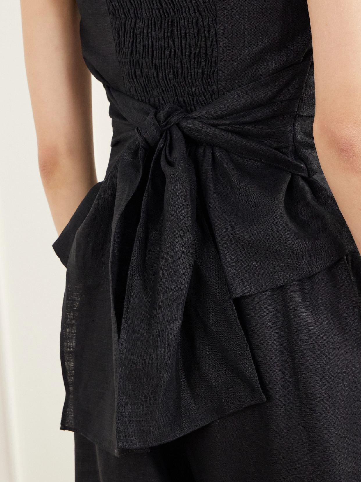 Alzira Smocked Linen Woven Bustier