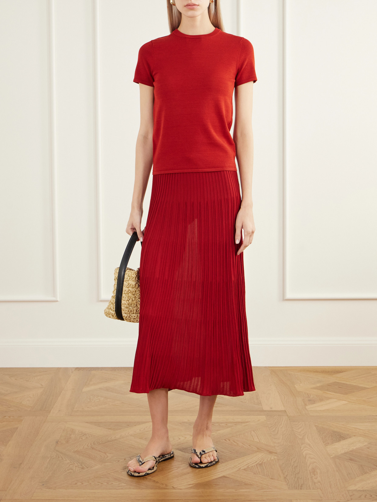 Citara Drawstring Ribbed Cotton-Blend Midi