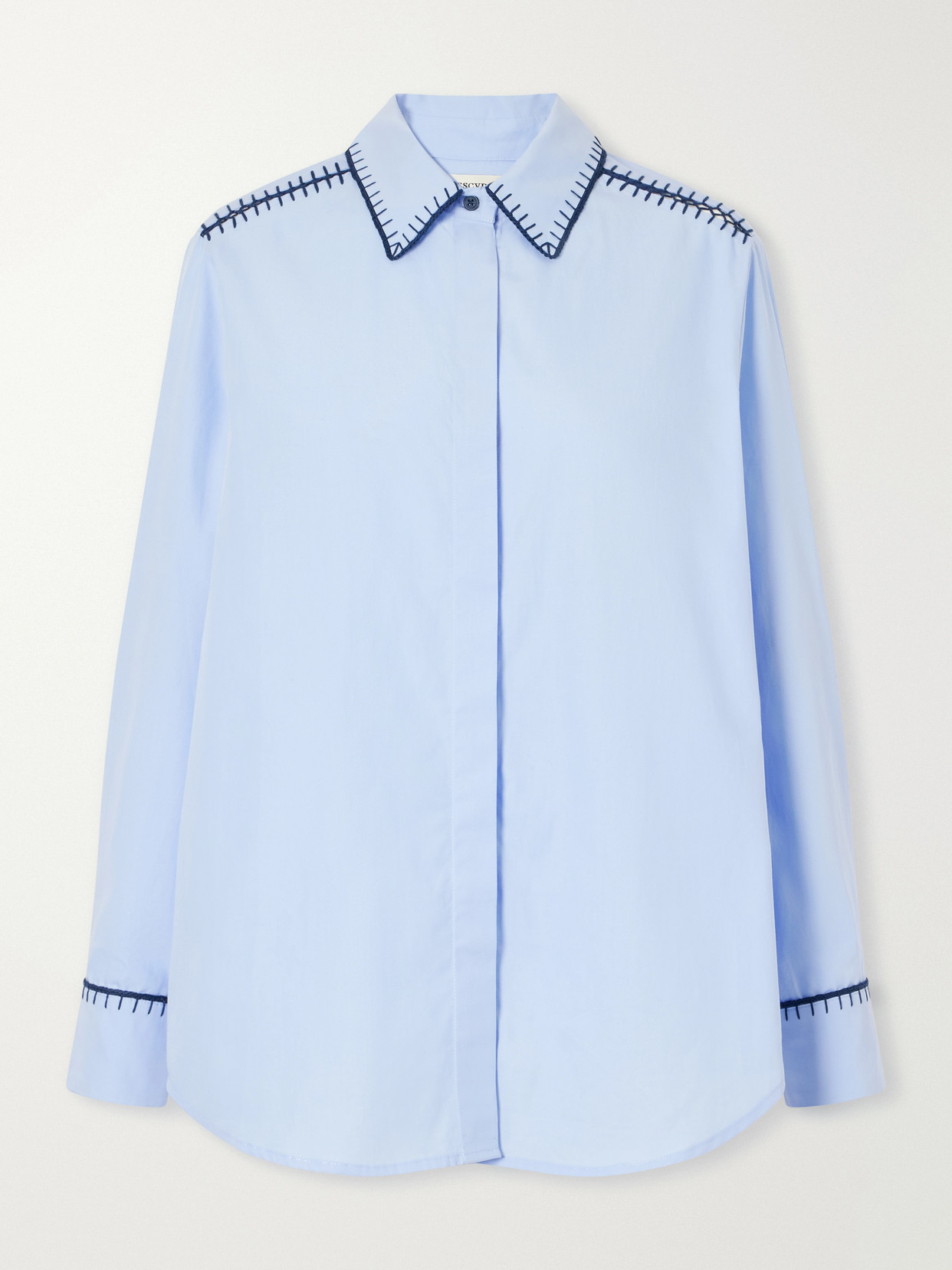 Escvdo Arcangel Embroidered Cotton-poplin Shirt In Blue