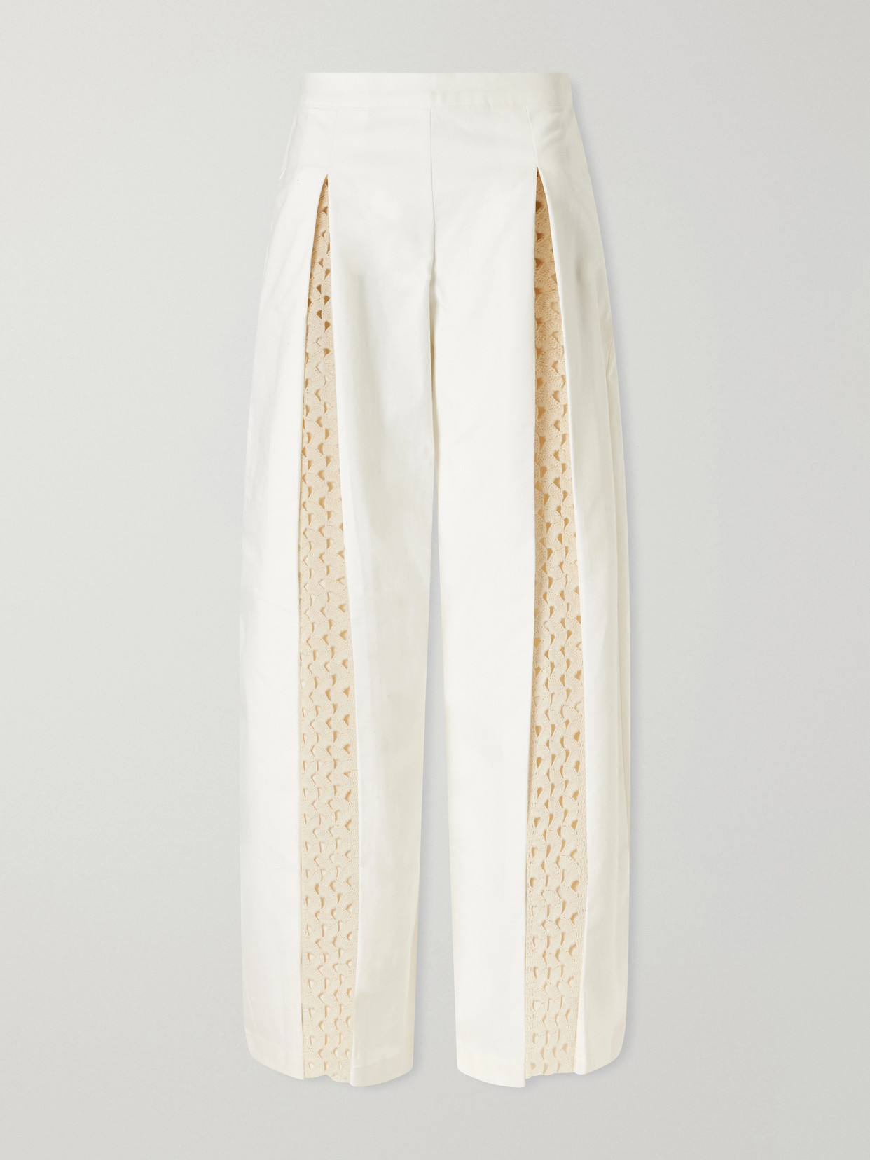 Escvdo Cielo Pleated Cotton Wide-leg Jeans In White