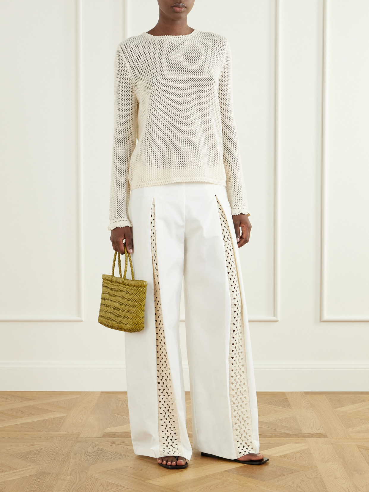 Cielo Pleated Cotton Wide- Leg