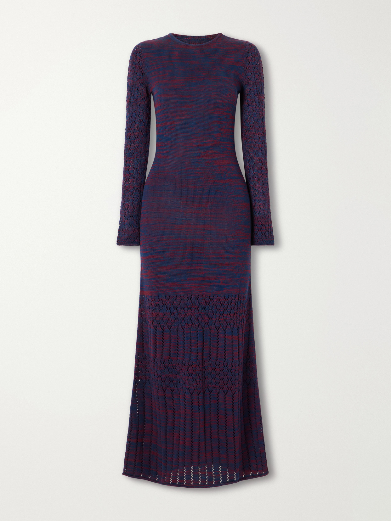 Escvdo Murga Open-back Crocheted Striped Cotton Midi Dress In Purple