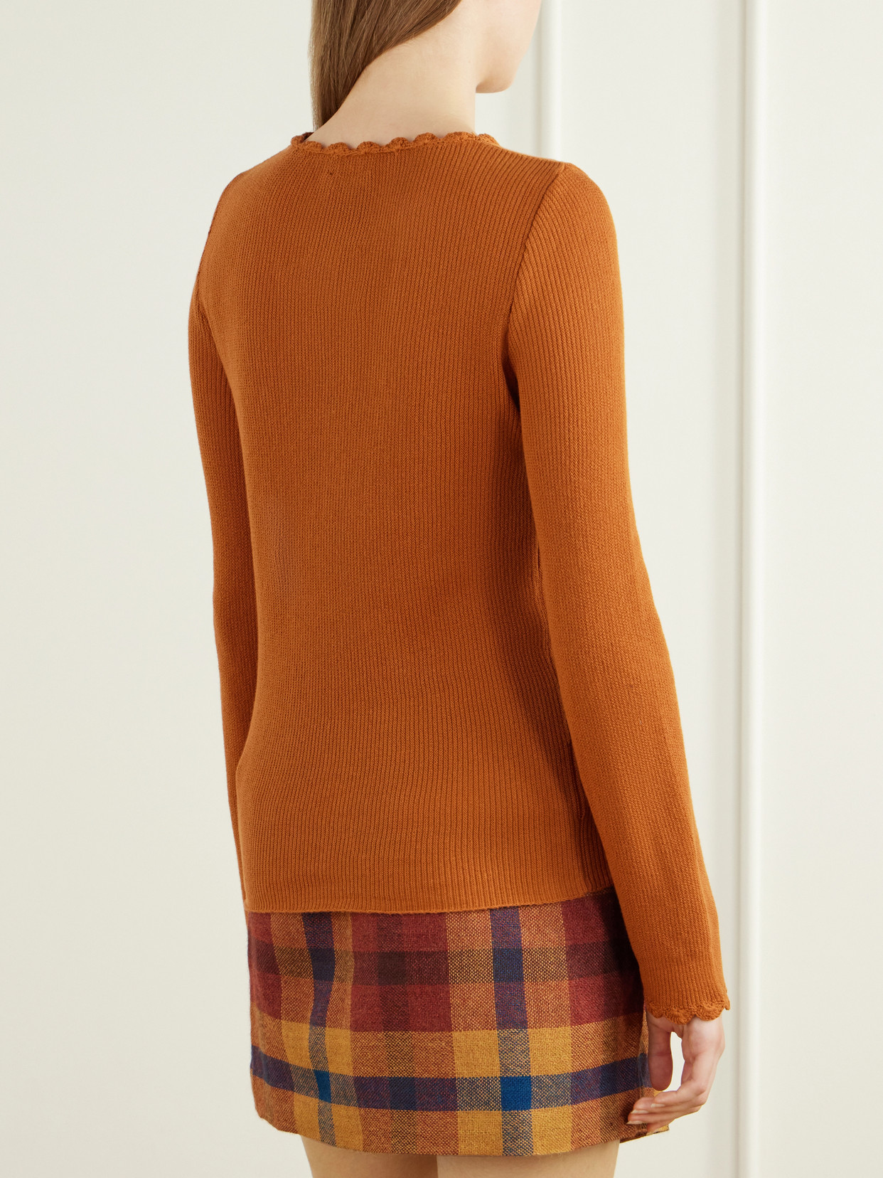 Bernabe Scalloped Ribbed Cotton Sweater