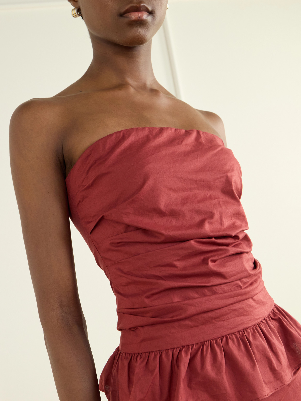 Simone Strapless Ruffled Cotton Top