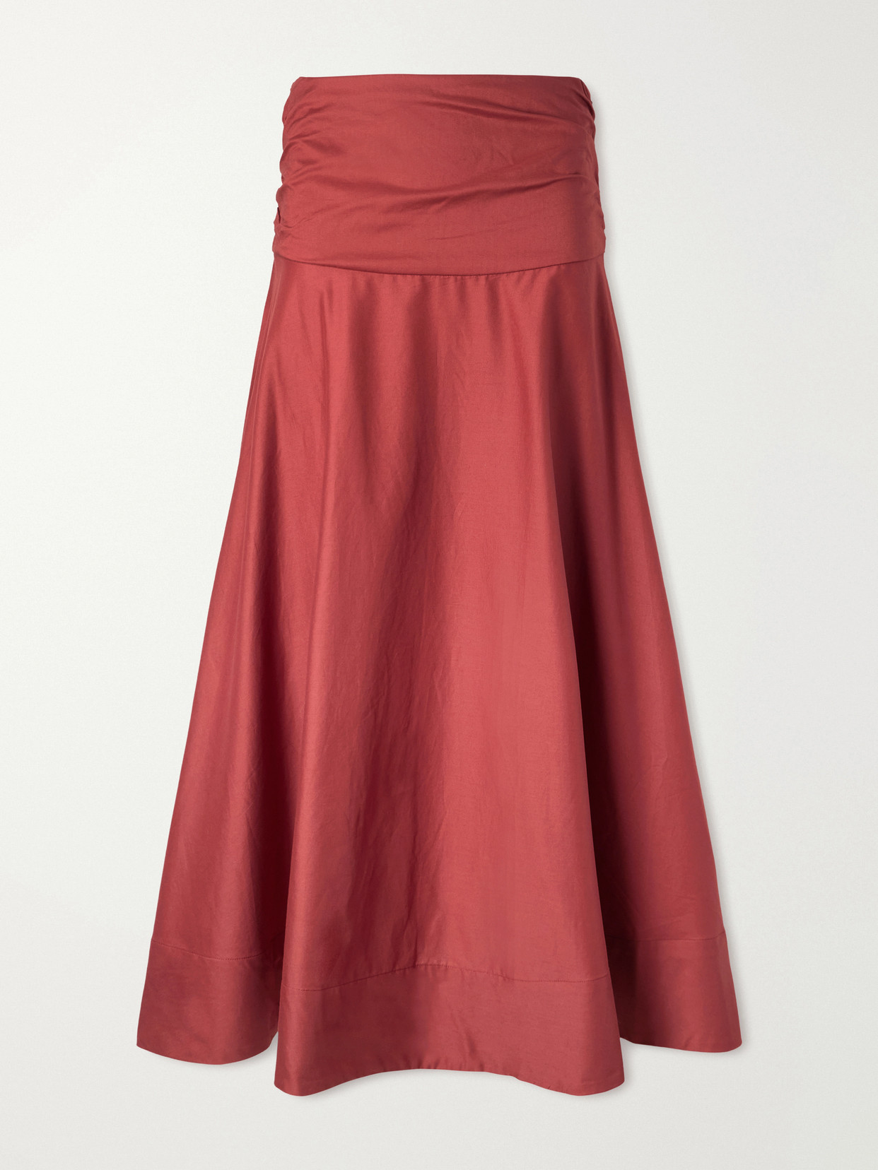 Faithfull Simone Cotton Midi Skirt In Red