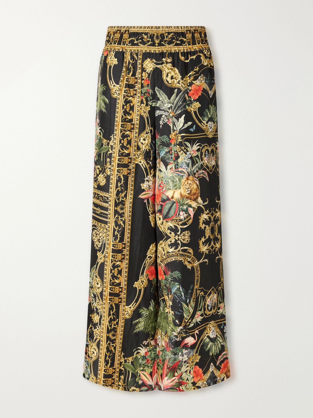 Cropped printed wide-leg pants