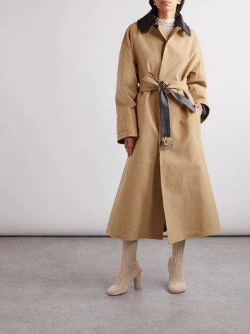 Bottega Veneta - Belted leather-trimmed cotton-garbardine trench