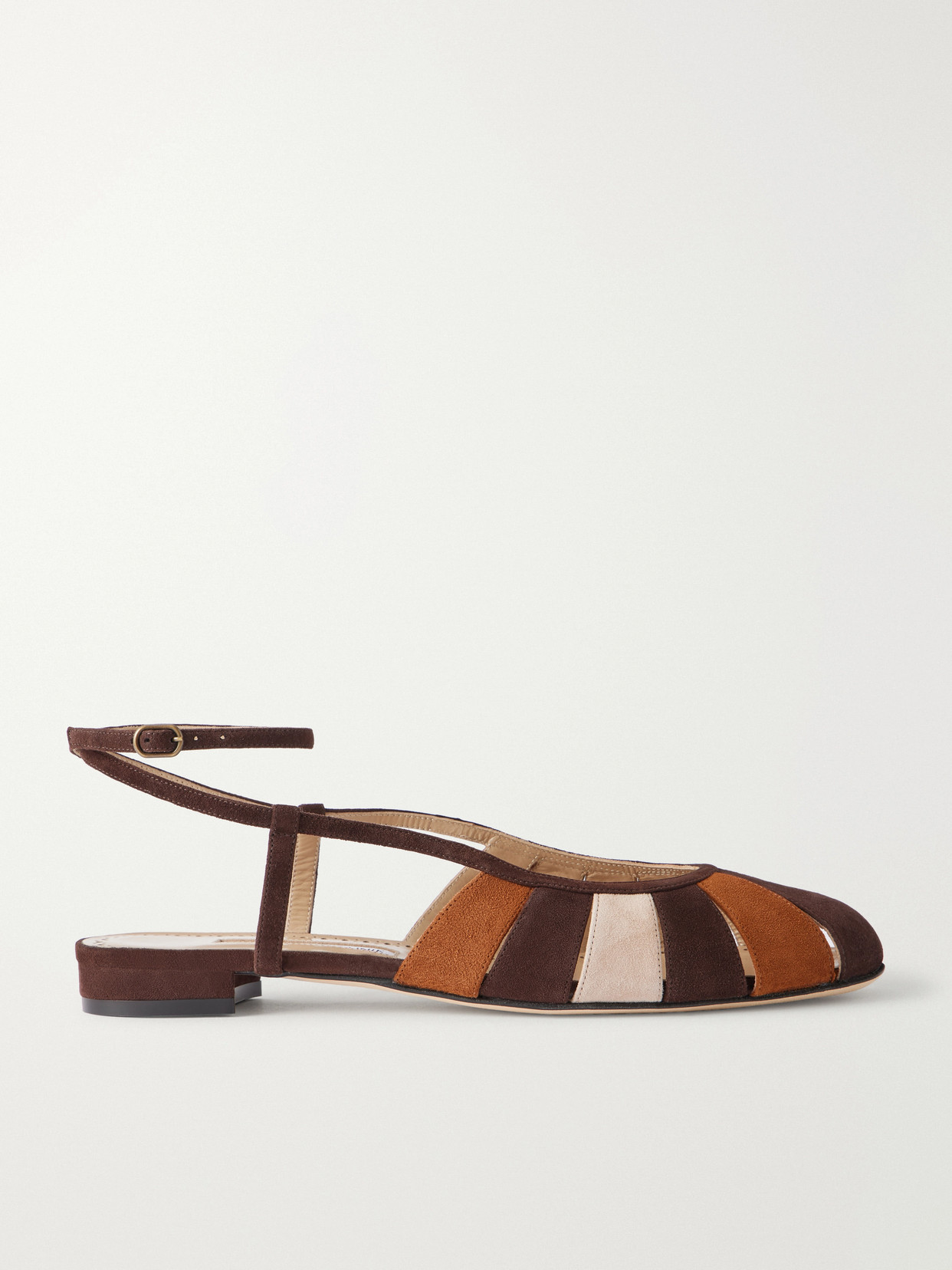 Manolo Blahnik Coludad Suede Flats In Brown