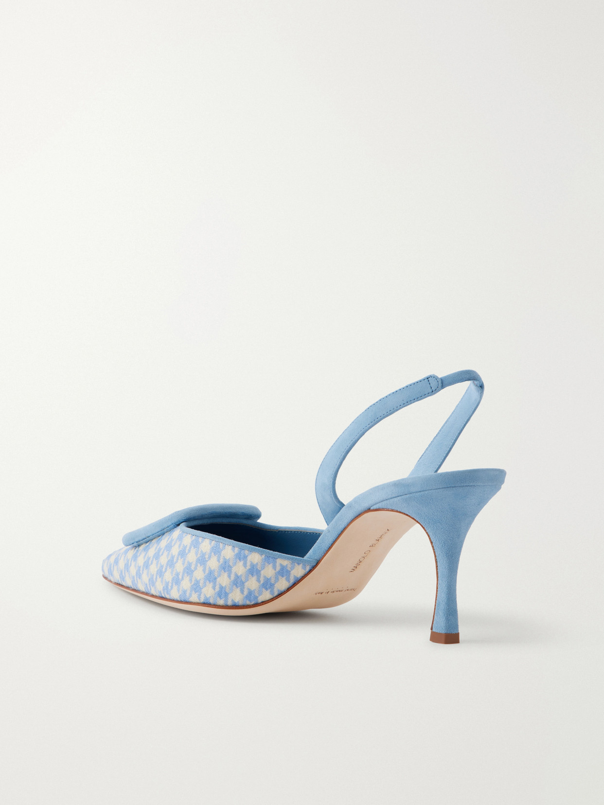 Mayslibi 70 Suede-Trimmed Houndstooth Slingback