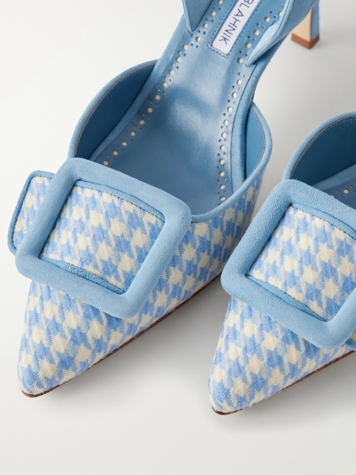 Mayslibi 70 Suede-Trimmed Houndstooth Slingback