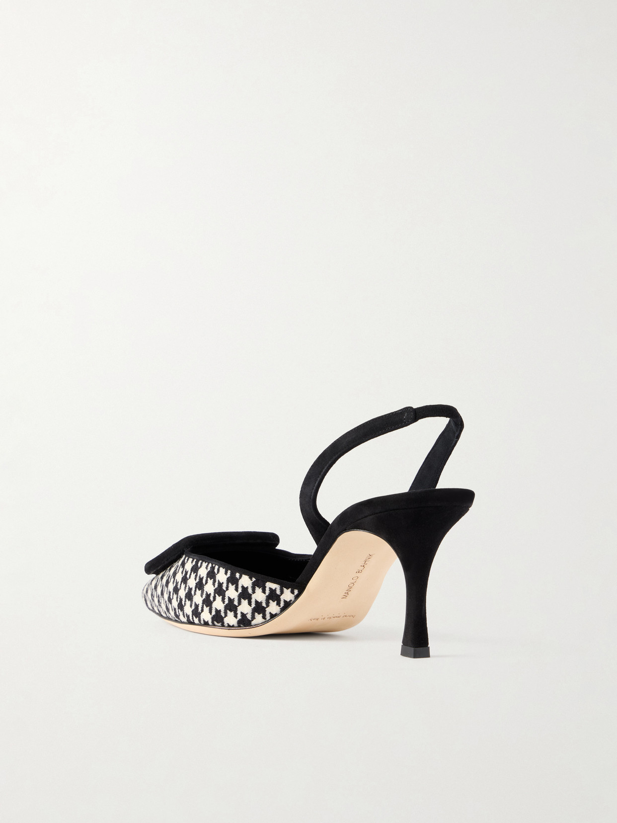 Mayslibi 70 Suede-Trimmed Houndstooth Slingback