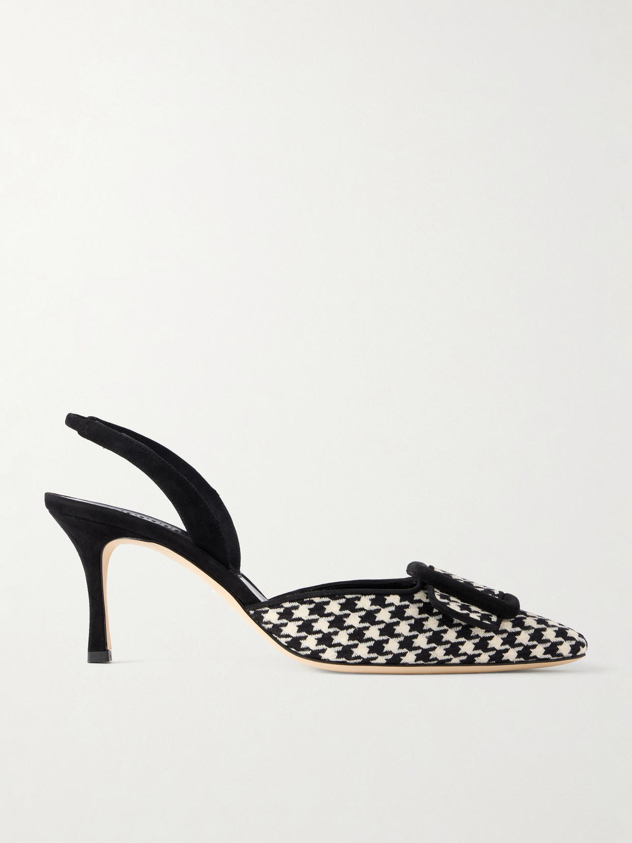 Mayslibi 70 Suede-Trimmed Houndstooth Slingback