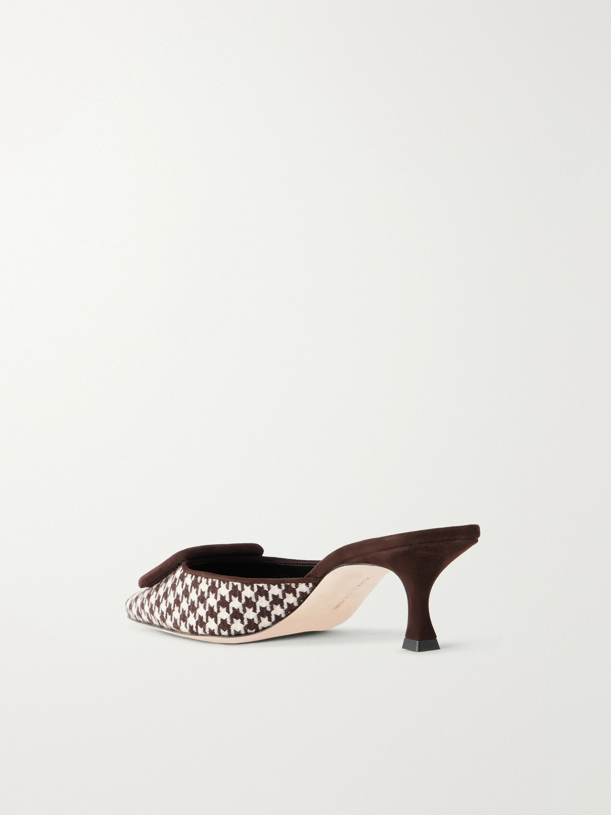 Mayslibi 50 Suede-Trimmed Houndstooth Woven Mules