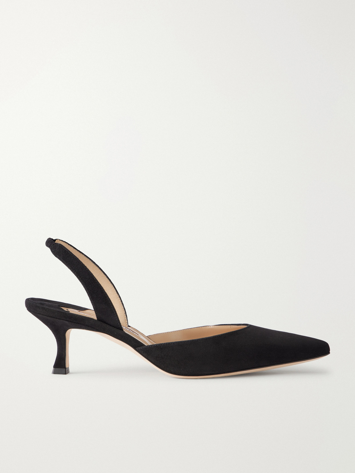 Manolo Blahnik Carolyne 50 Suede Slingback Pumps In Black