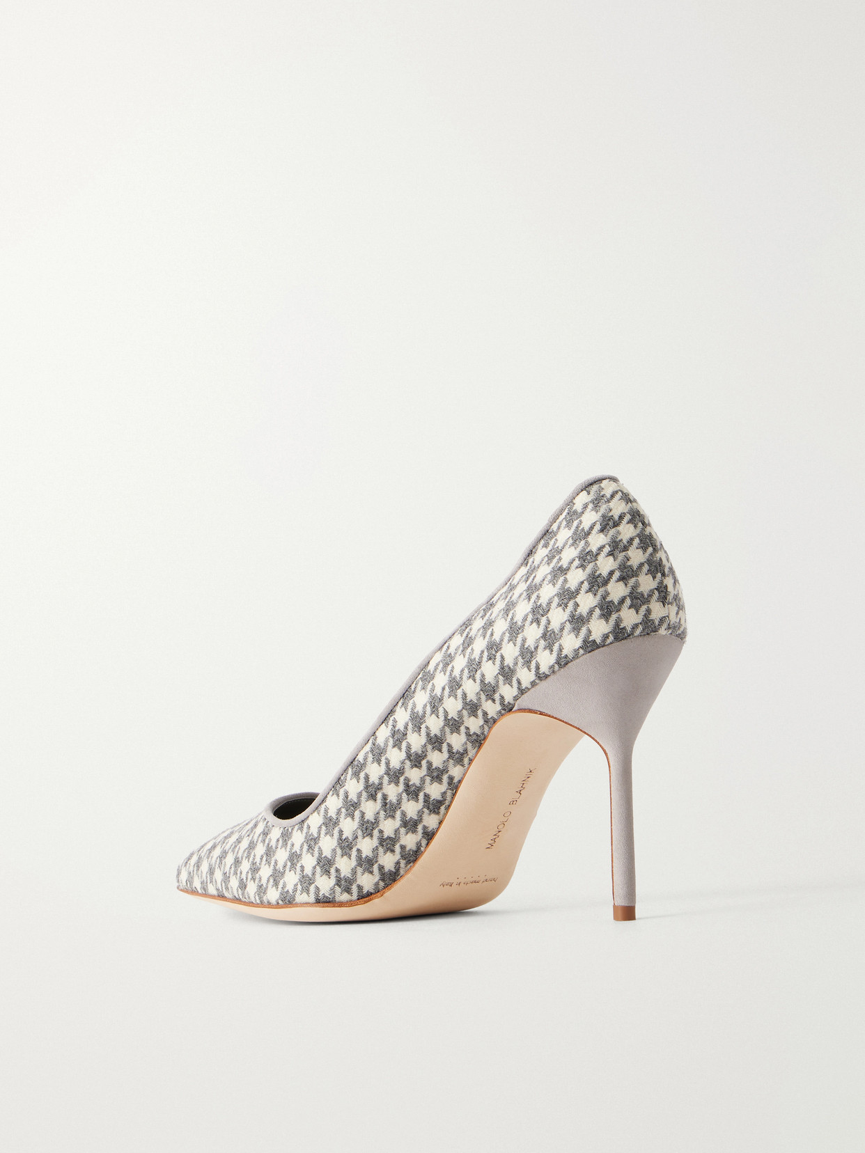 Bb 90 Suede-Trimmed Houndstooth Pumps