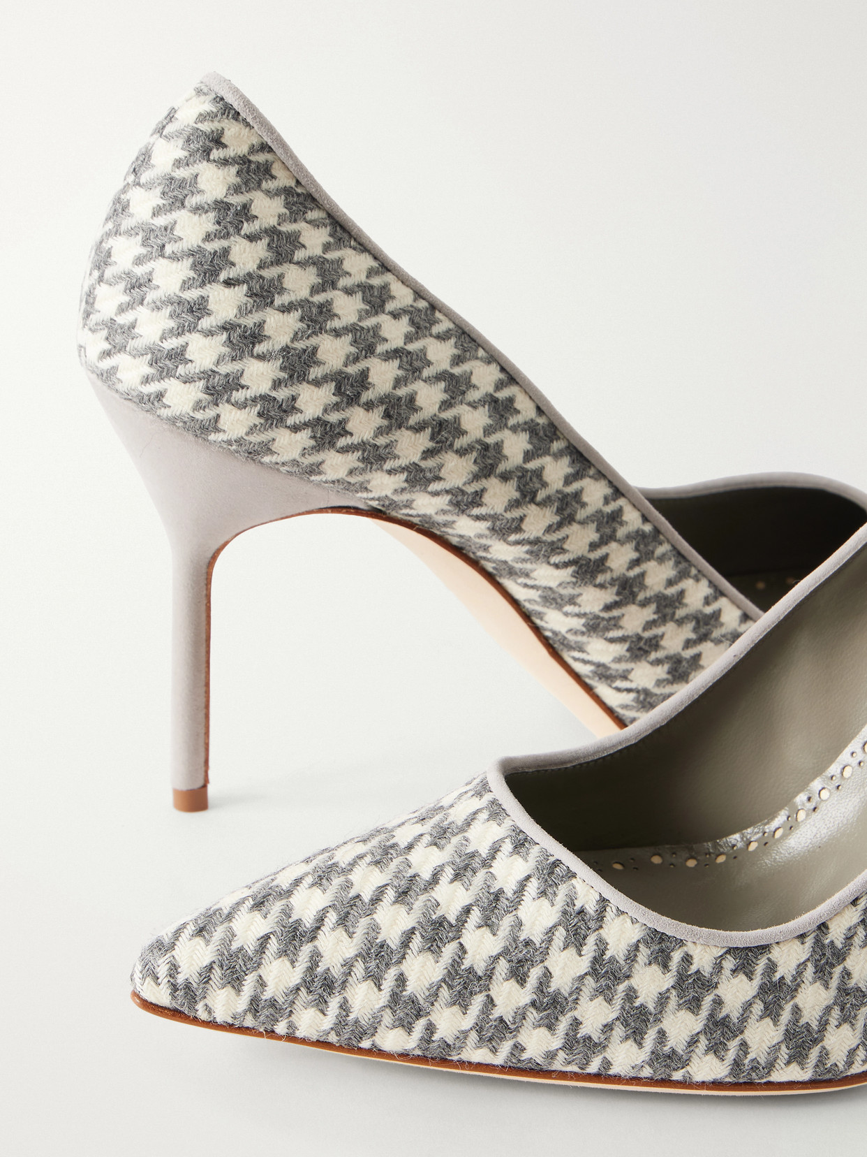 Bb 90 Suede-Trimmed Houndstooth Pumps