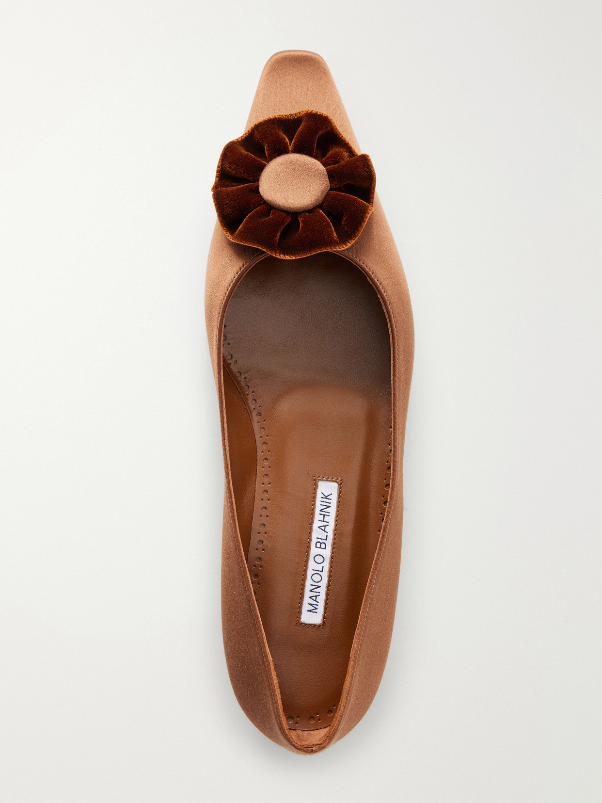 Fortanflat 10 Floral-Appliquéd Velvet-Trimmed Flats