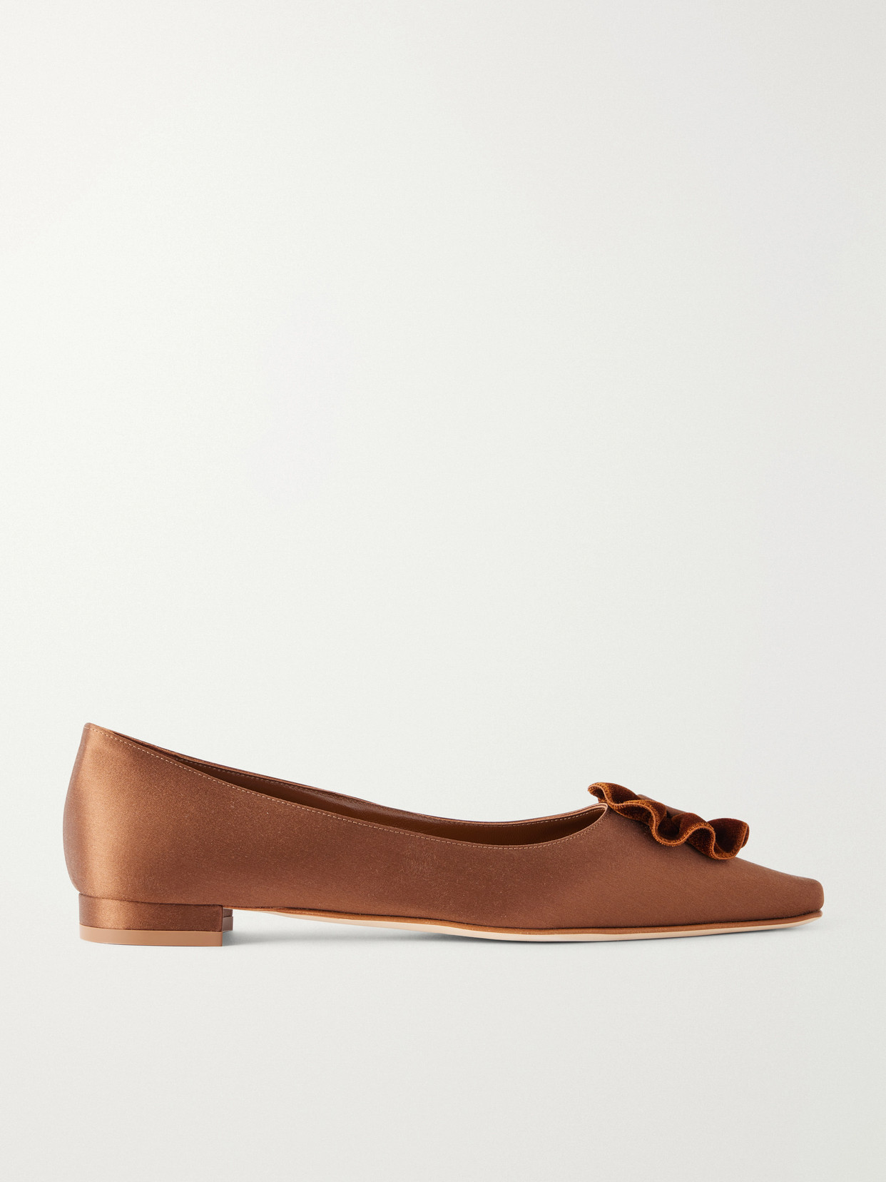 Fortanflat 10 Floral-Appliquéd Velvet-Trimmed Flats