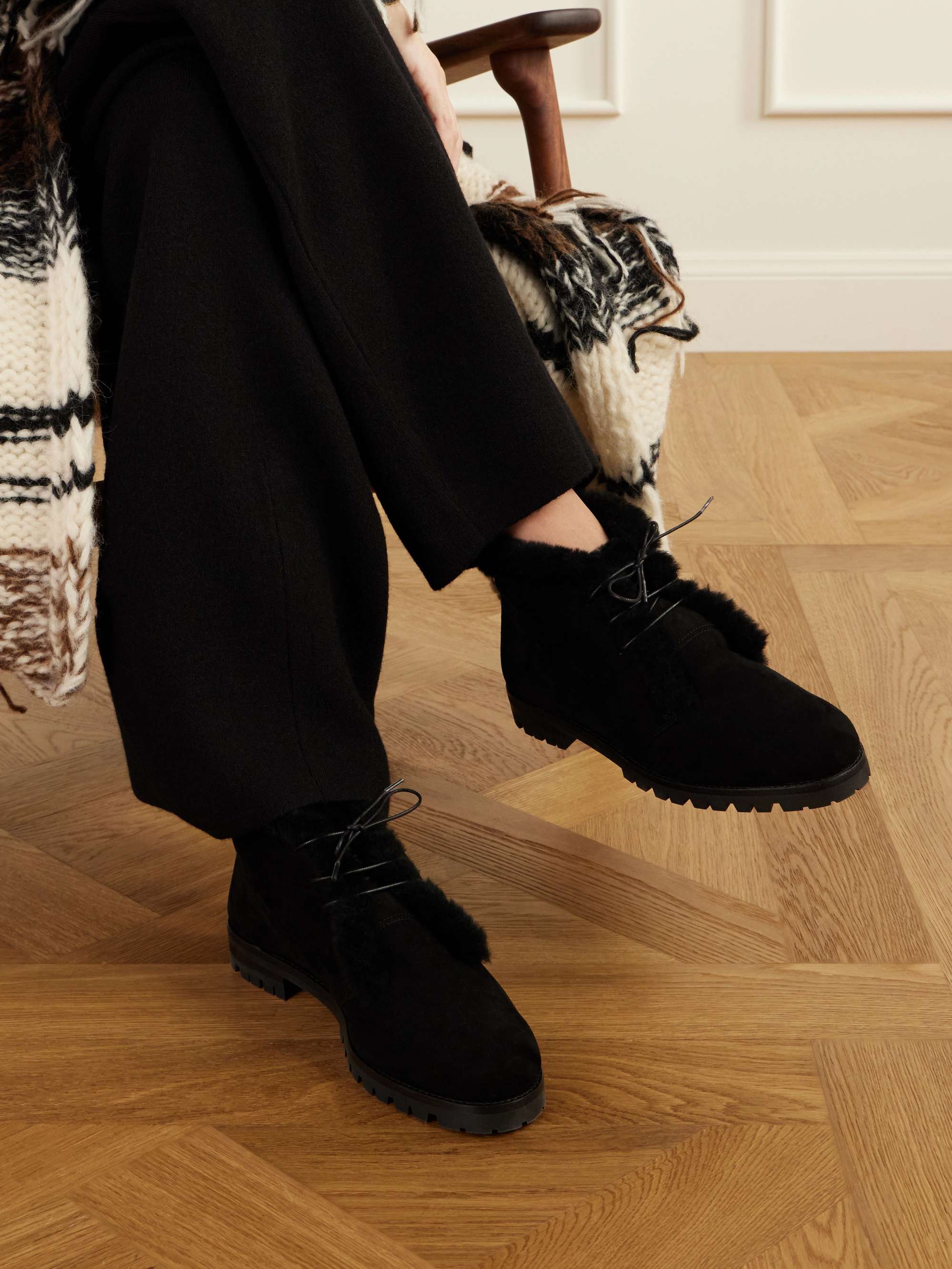 MANOLO BLAHNIK Mircus shearling-lined suede ankle boots