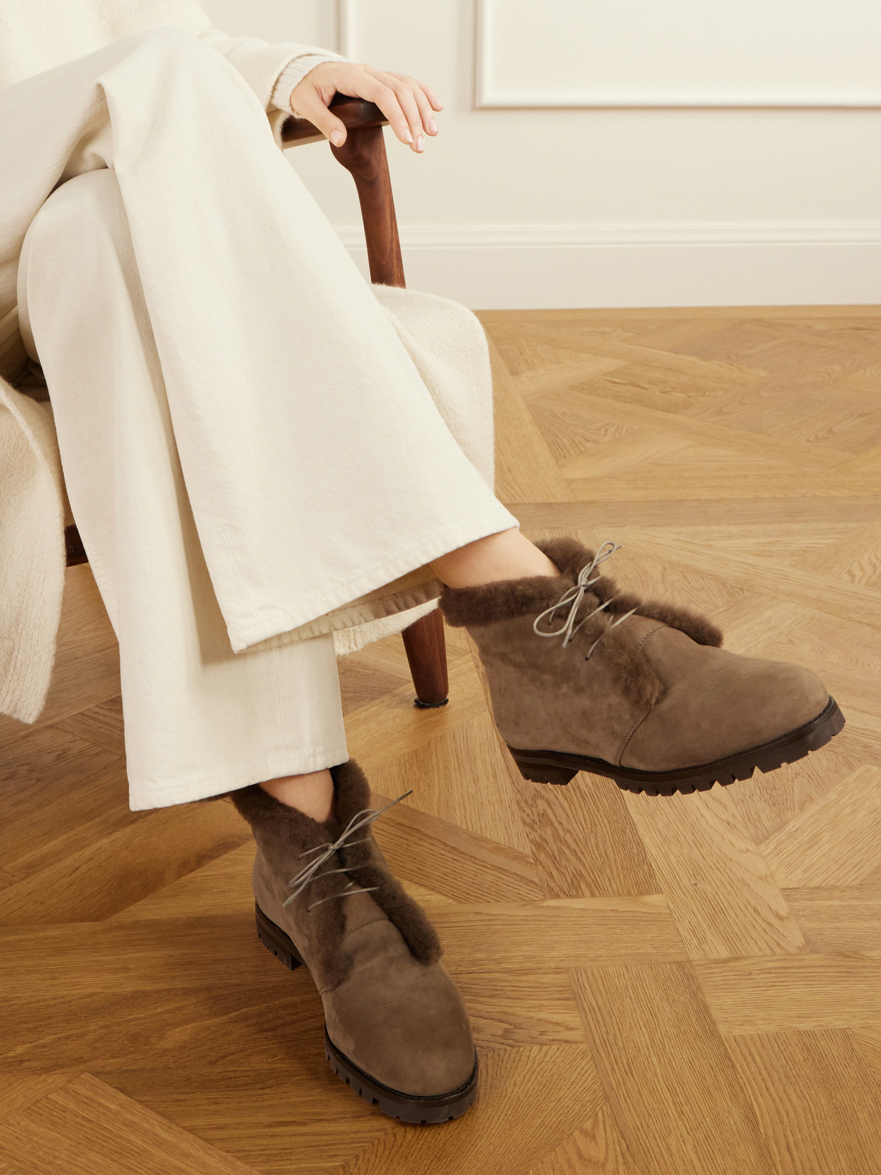 Mircus 10 Shearling-Trimmed Ankle Boots