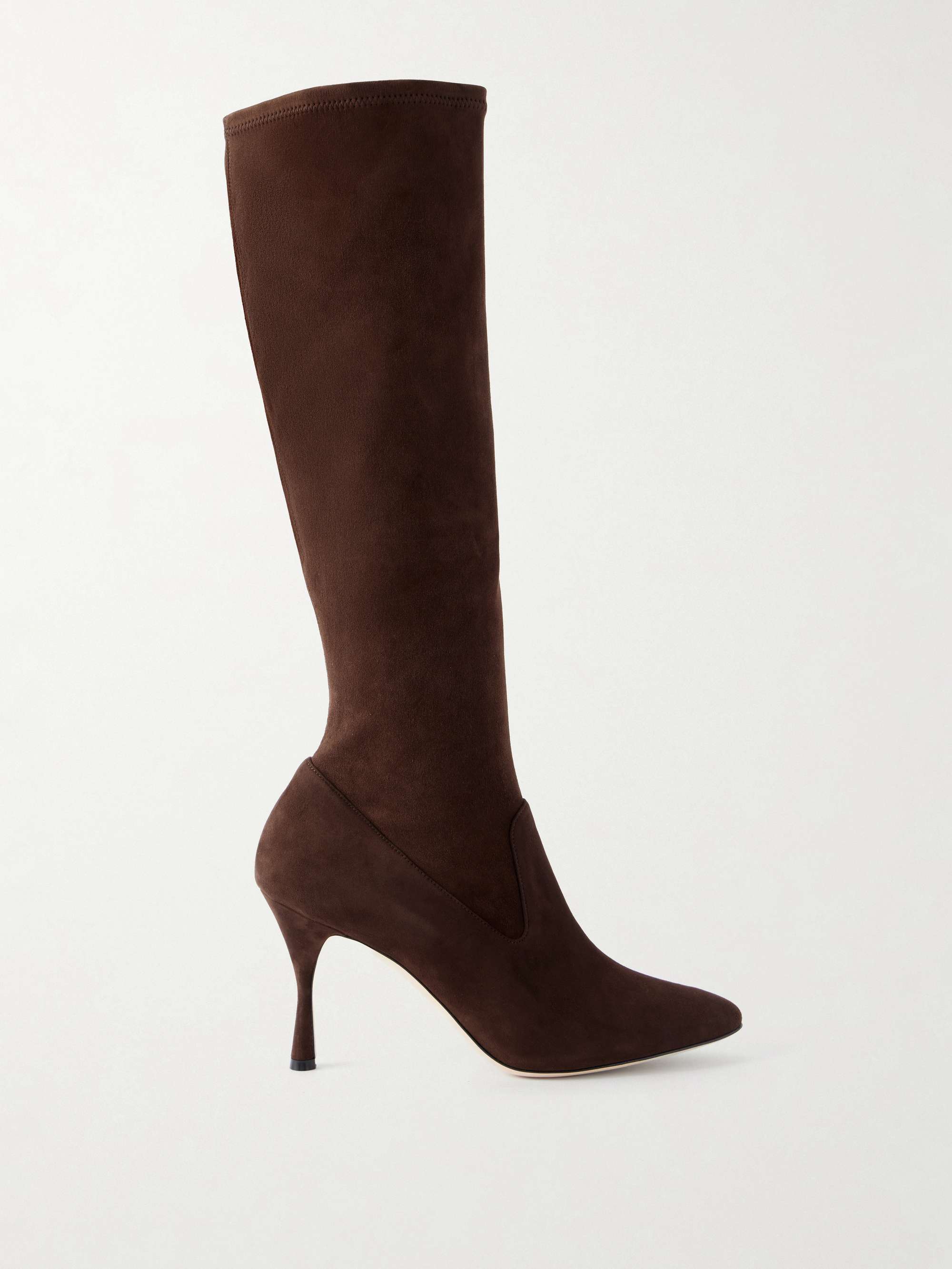 MANOLO BLAHNIK Pamfilo 90 stretch-suede knee boots