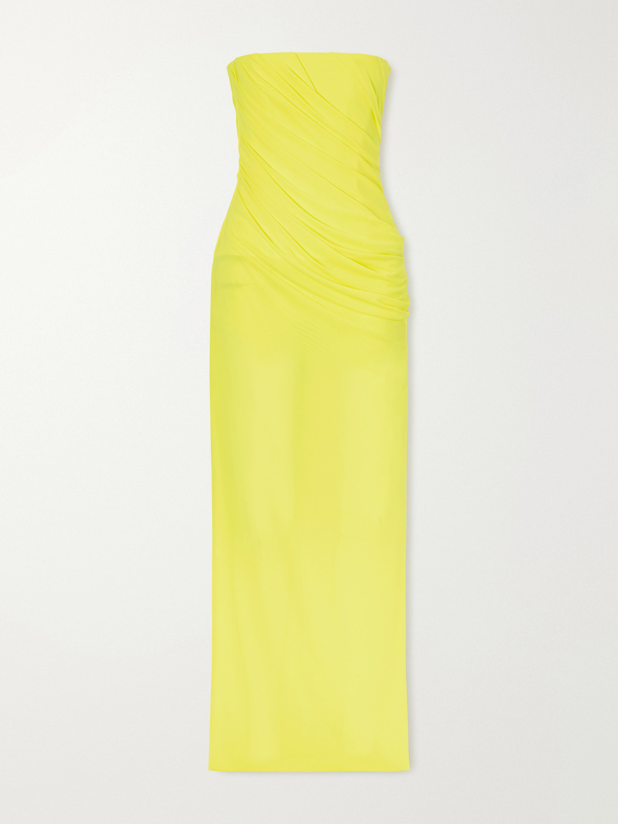 Alex Perry Draped Mesh Midi Dress In Yellow