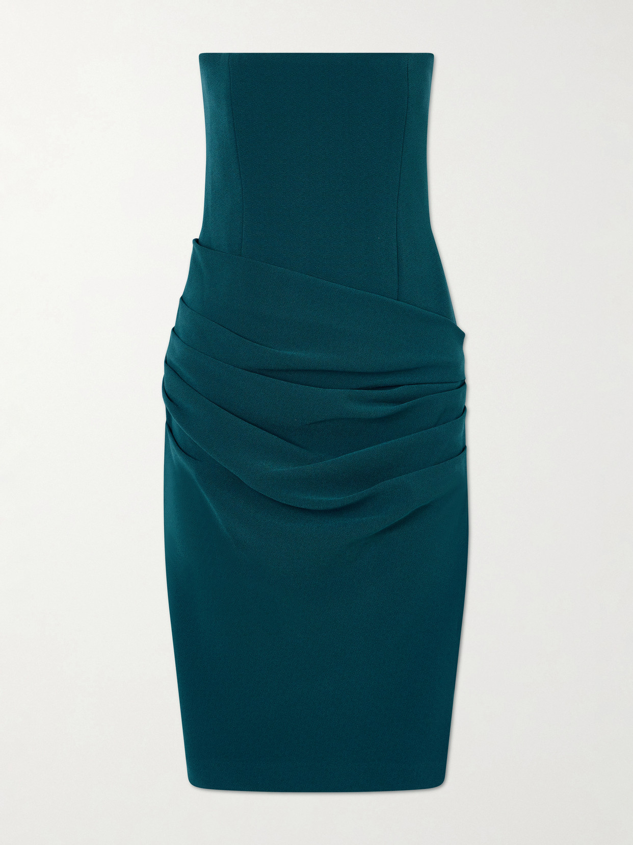 Alex Perry Strapless Draped Crepe Midi Dress In Blue