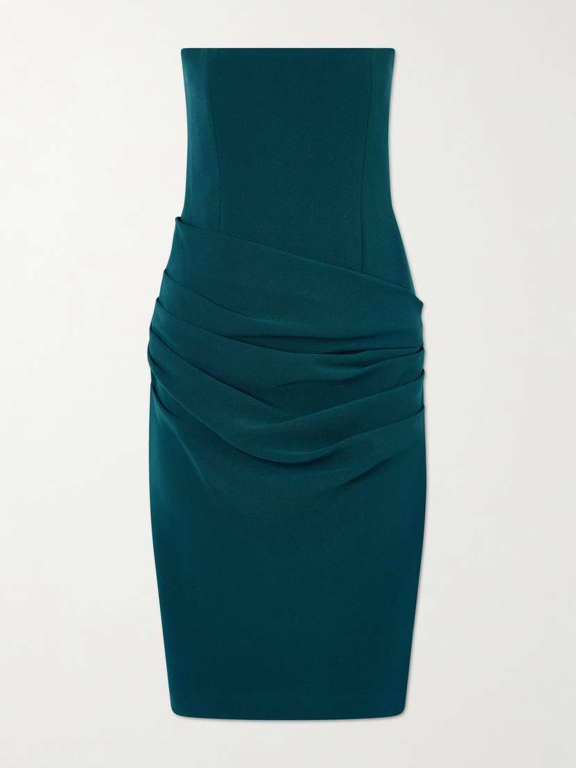 Alex Perry Strapless Draped Crepe Midi Dress
