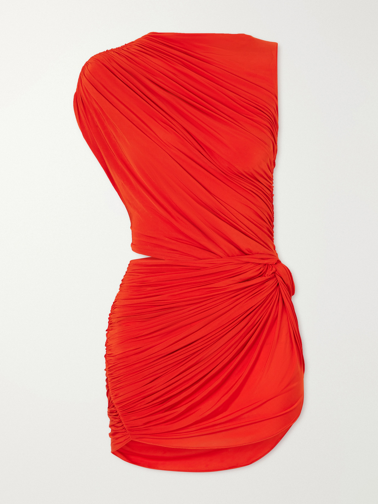 Alex Perry Asymmetric Gathered Cut-out Jersey Mini Dress In Red