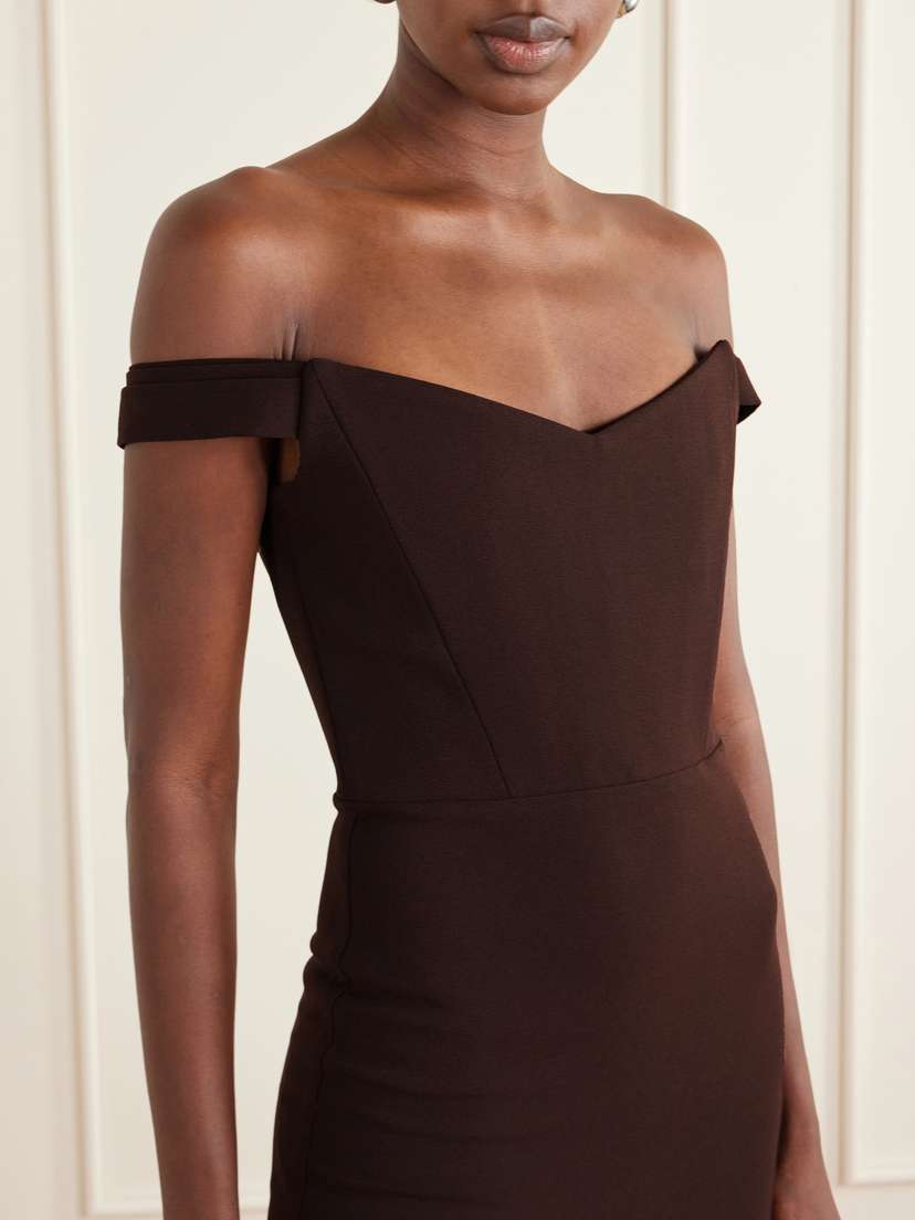 Alex Perry Off-the-shoulder Crepe Midi Dress | Thumbnail 4 Alex Perry Off-the-shoulder Crepe Midi Dress | Thumbnail 4
