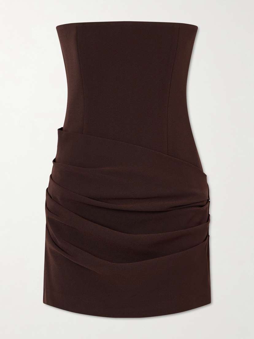 Alex Perry Strapless Draped Crepe Mini Dress