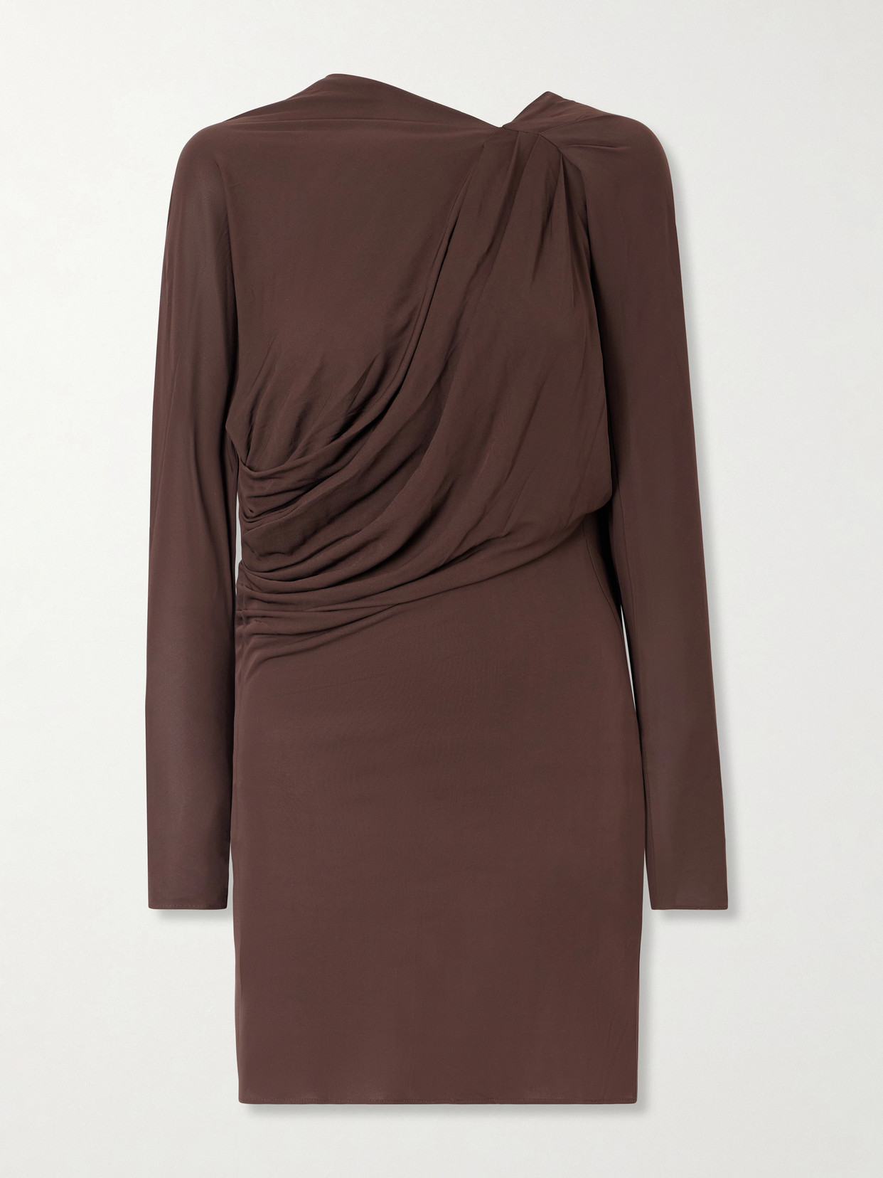 Alex Perry Open-back Draped Jersey Mini Dress In Brown