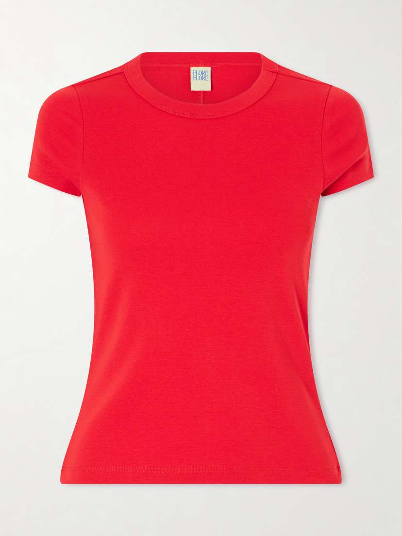 FLORE FLORE Car Baby Tee Ribbed Organic Cotton-jersey T-shirt
