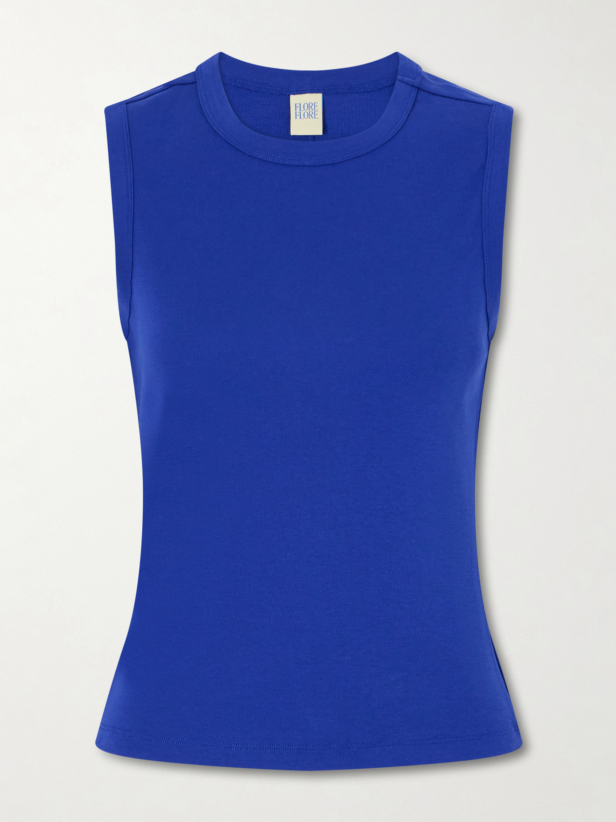 Flore Flore Esmé Ribbed Organic Cotton-jersey Tank In Blue