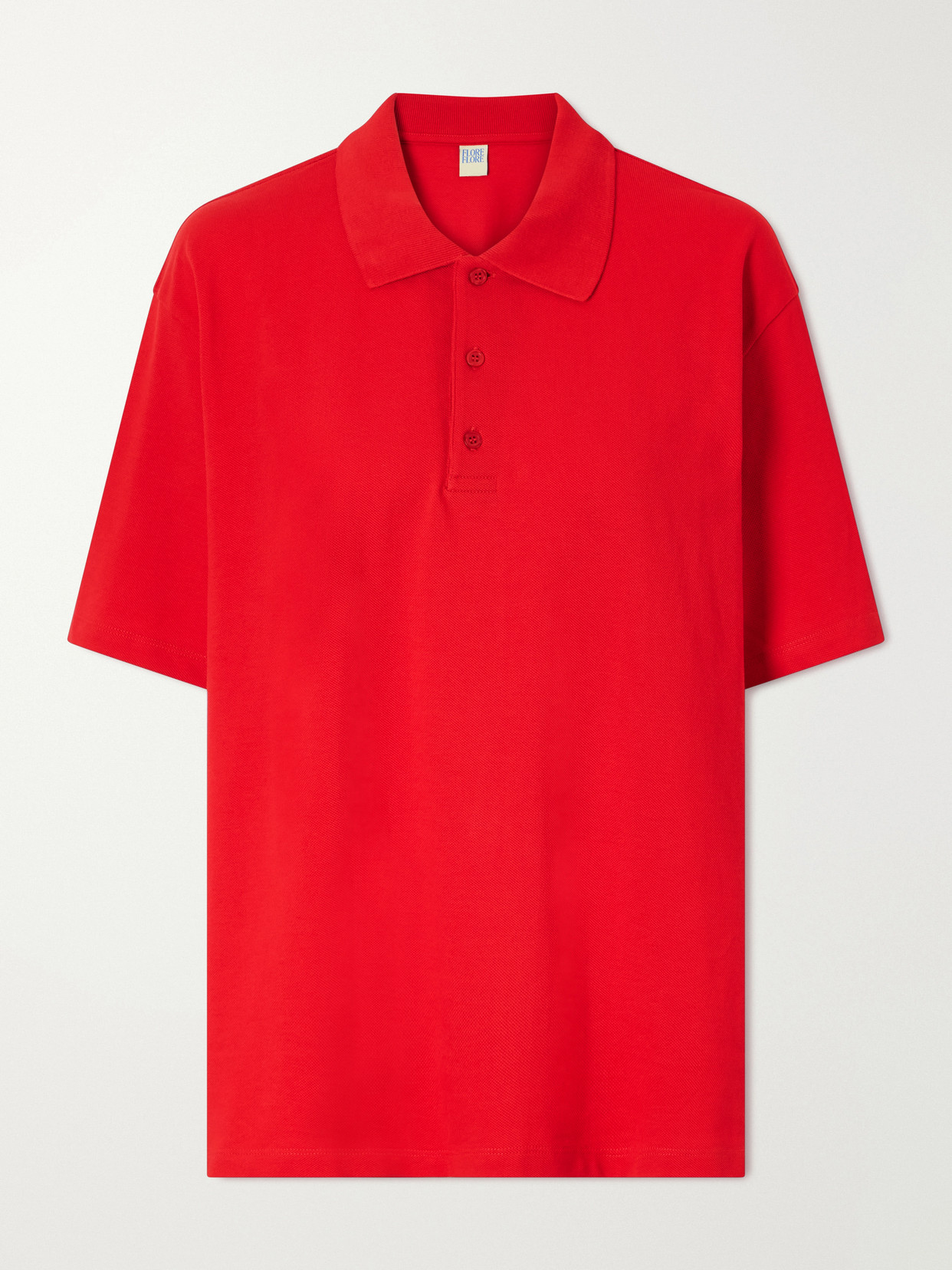Flore Flore Julie Organic Cotton-piqué Polo Shirt In Red