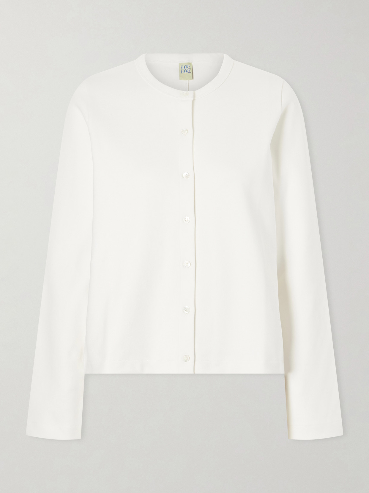 Flore Flore Poppy Organic Cotton-jersey Cardigan In White