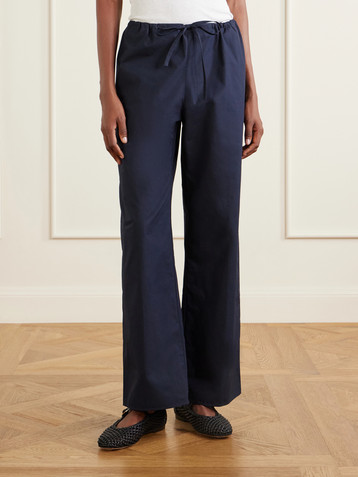 FLORE FLORE Josephine drawstring organic cotton-poplin straight-leg pants