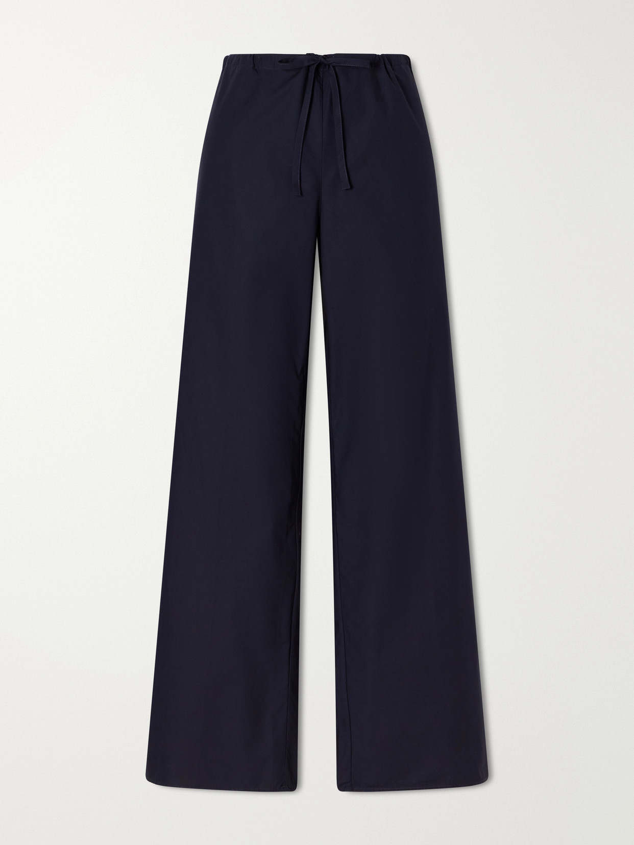 Flore Flore Josephine Drawstring Organic Cotton-poplin Straight-leg Pants In Blue