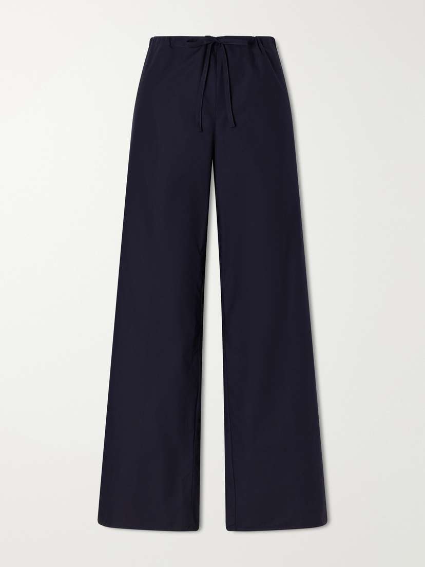 FLORE FLORE Josephine Drawstring Organic Cotton-poplin Straight-leg Pants