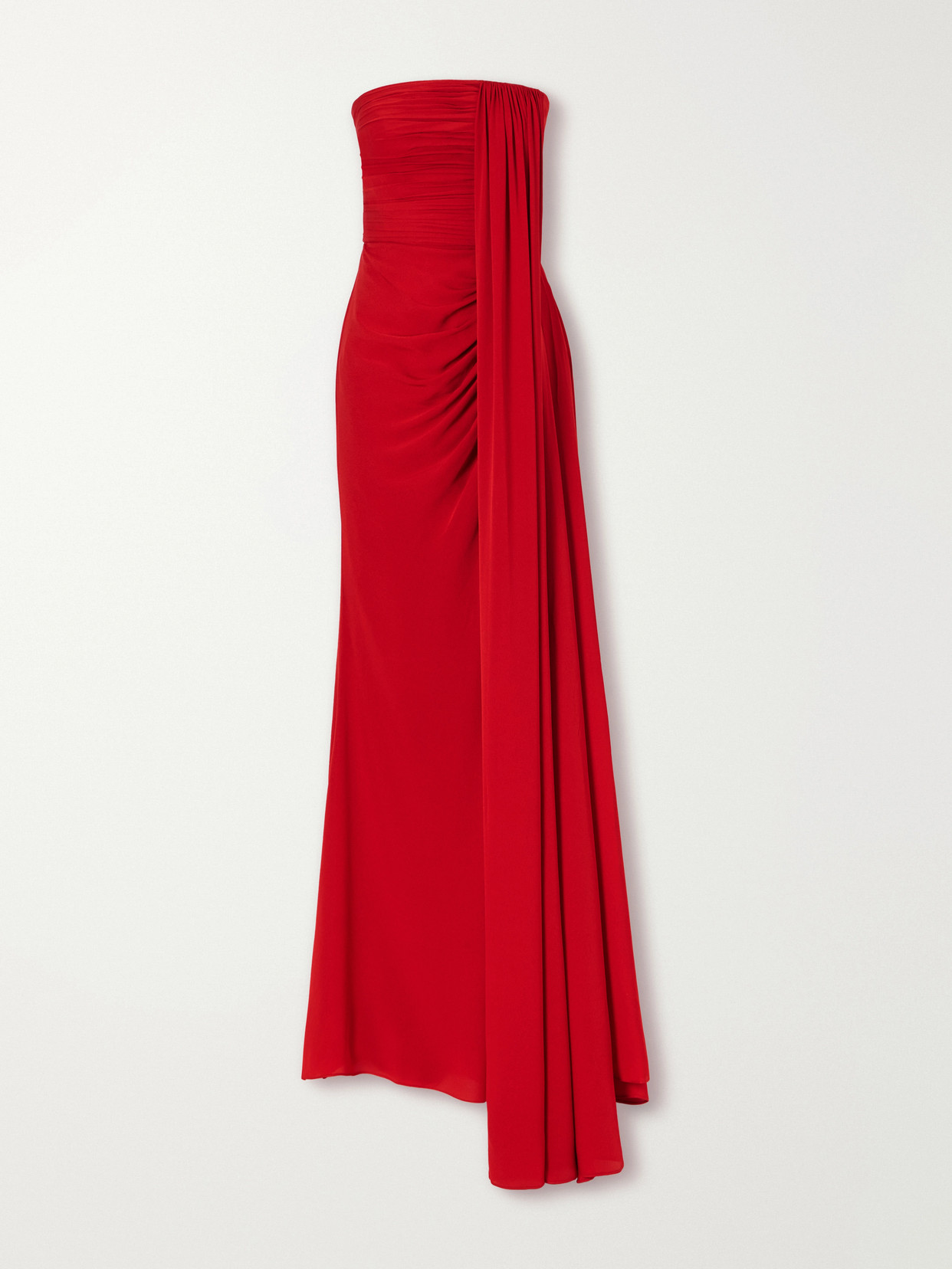 Elie Saab Draped Silk-georgette Gown In Red