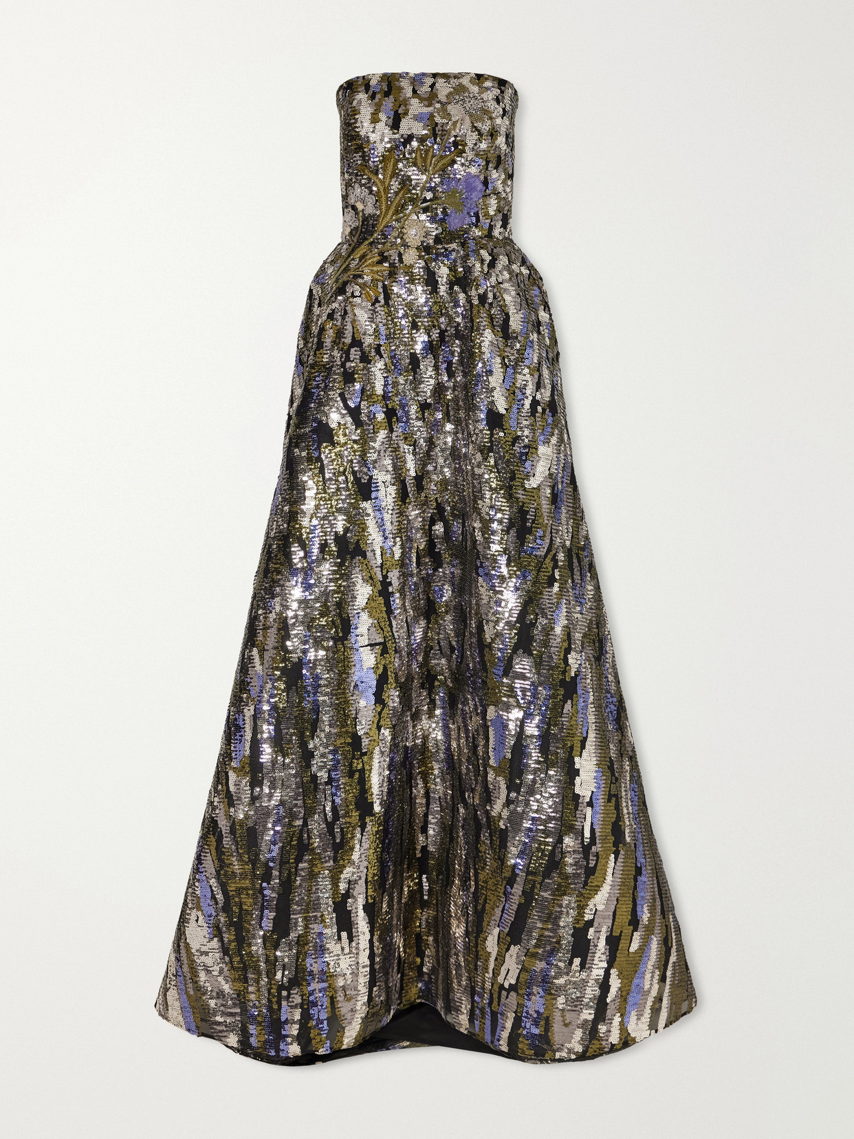 Elie Saab Strapless Embroidered Sequined Tulle Gown In Multi