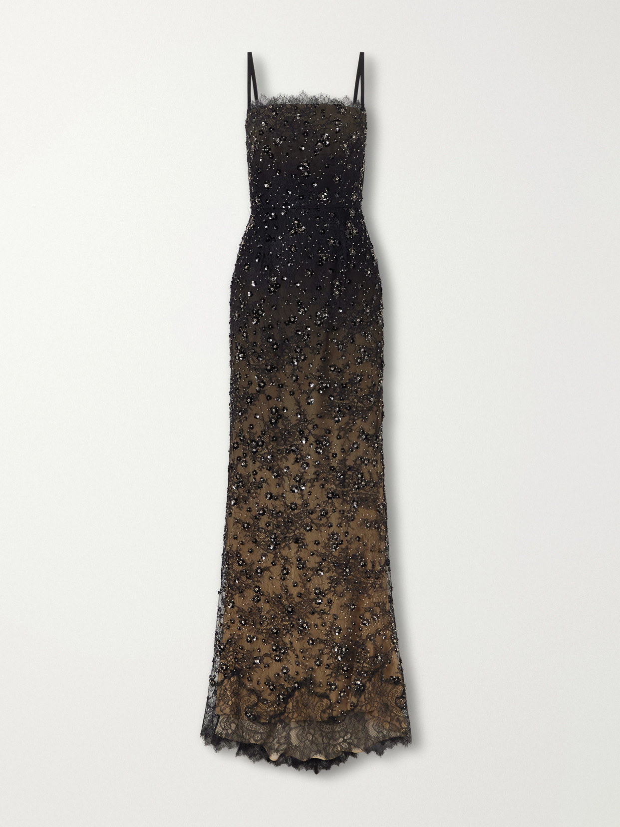 Elie Saab Sequins-embellished Lace Tulle Gown In Black