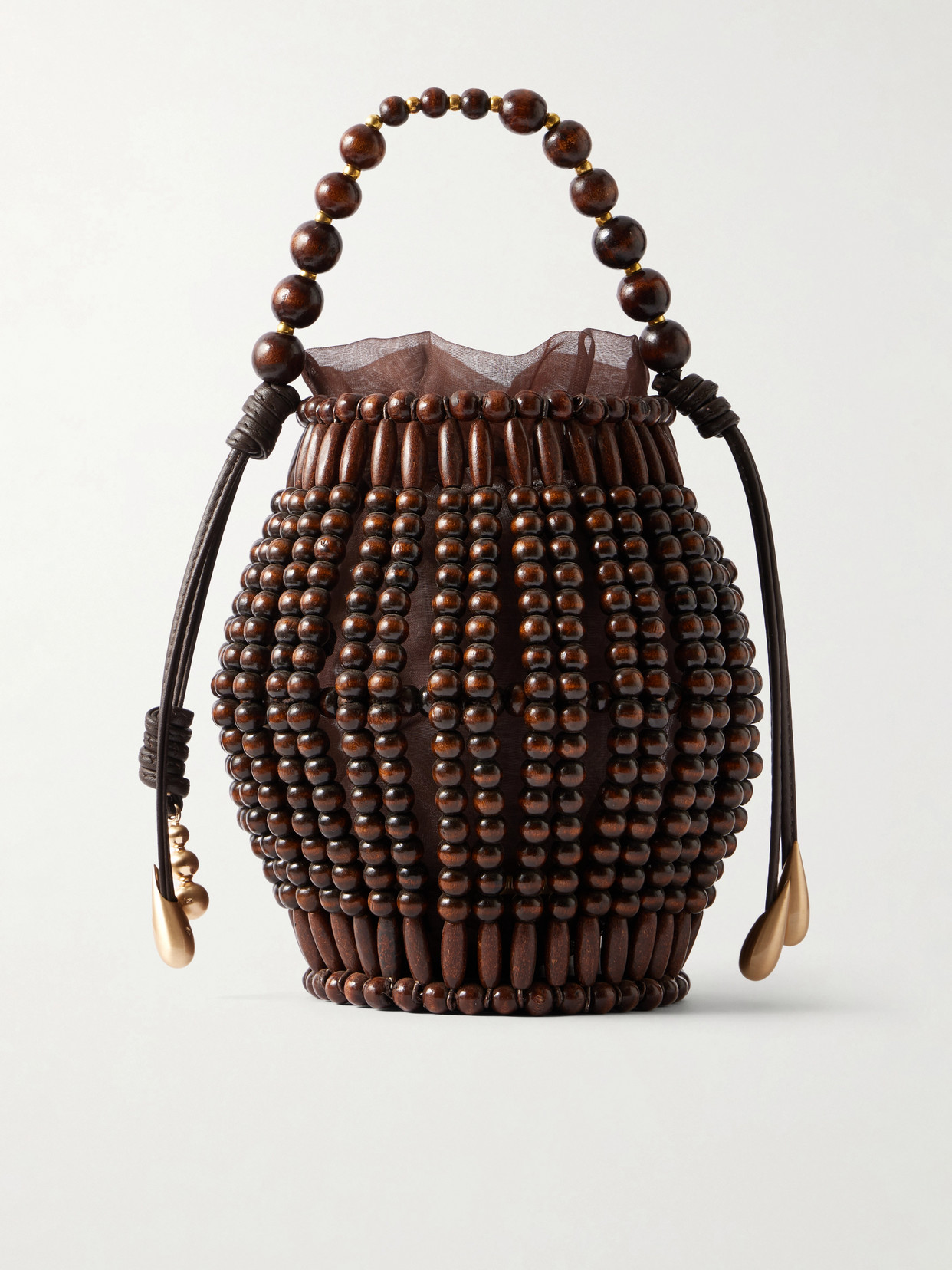 Cult Gaia - Lanterna Wood-beaded Mini Bag - Brown