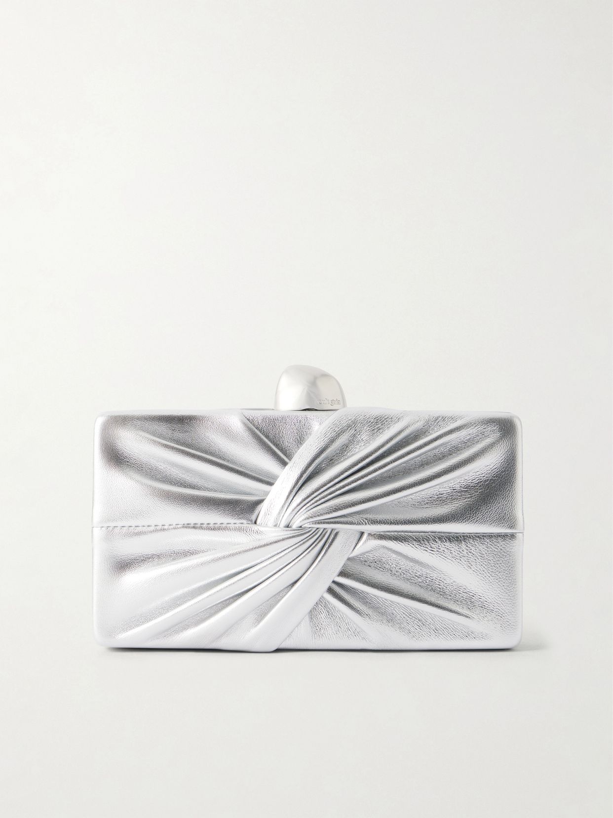 Lisse gathered leather clutch