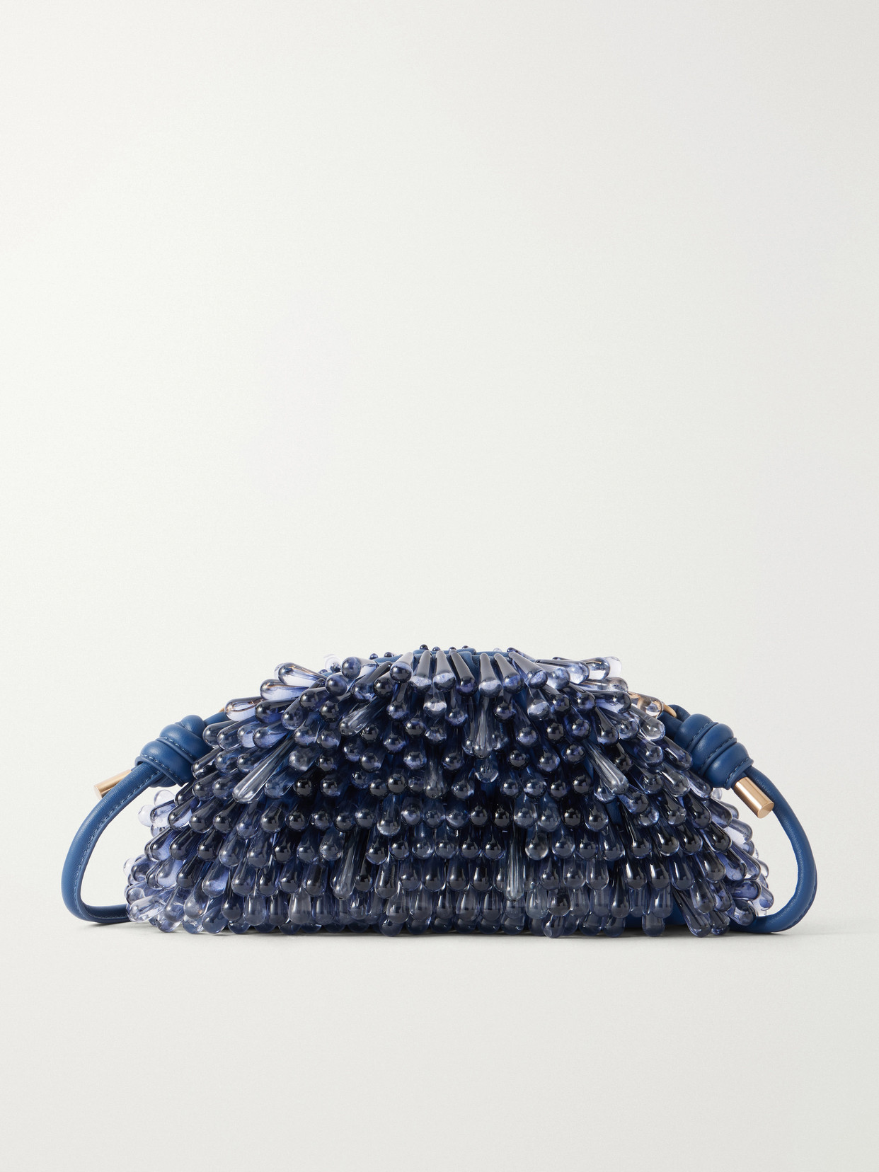 Cult Gaia Jaala Nano Beaded Leather Clutch In Blue
