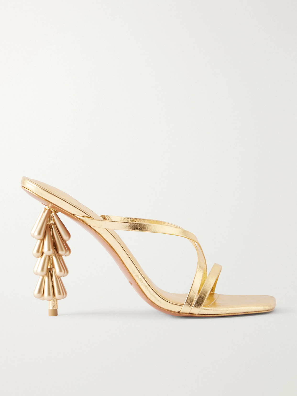 Cult Gaia Sage 90 Embellished Leather Sandals In Gold