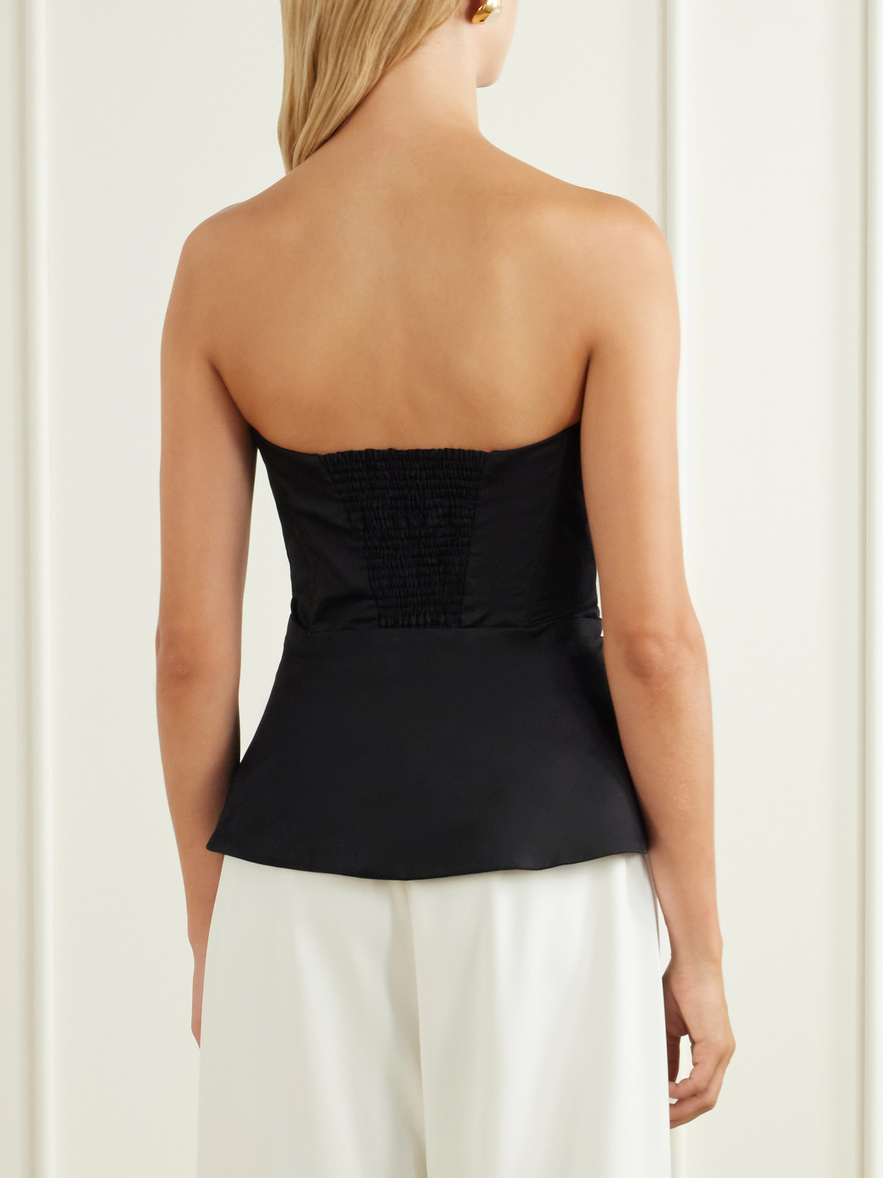 Nos Reconocemos Strapless Stretch-Cotton Twill Blouse